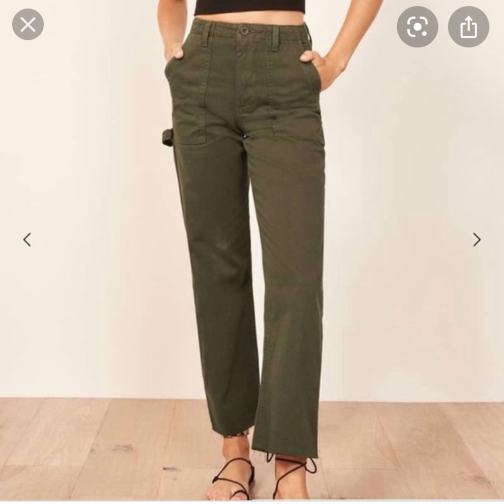 reformation utility army green pants